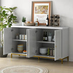 59.3-Inch Modern Four-Door MDF Sideboard with Marble Top