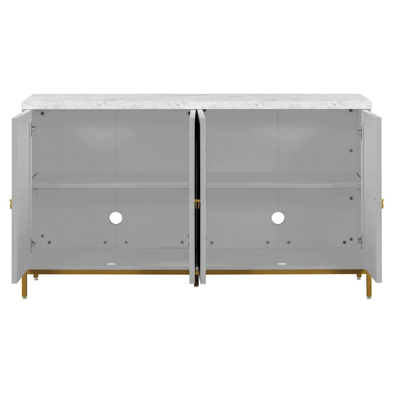 59.3-Inch Modern Four-Door MDF Sideboard with Marble Top