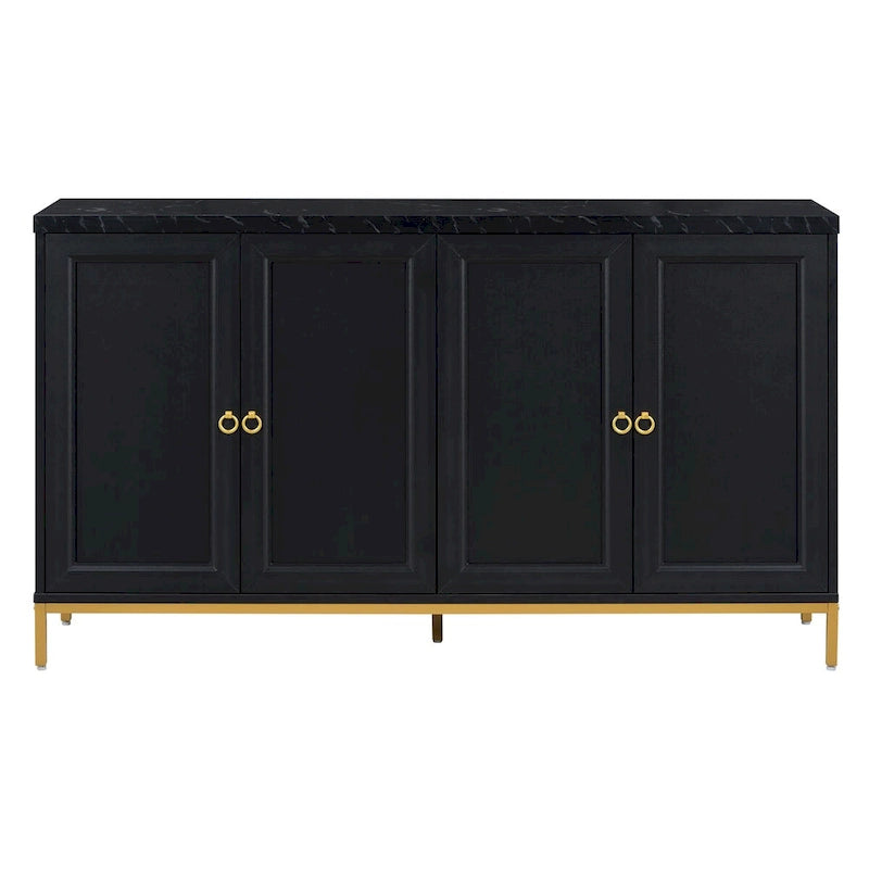 59.3-Inch Modern Four-Door MDF Sideboard with Marble Top