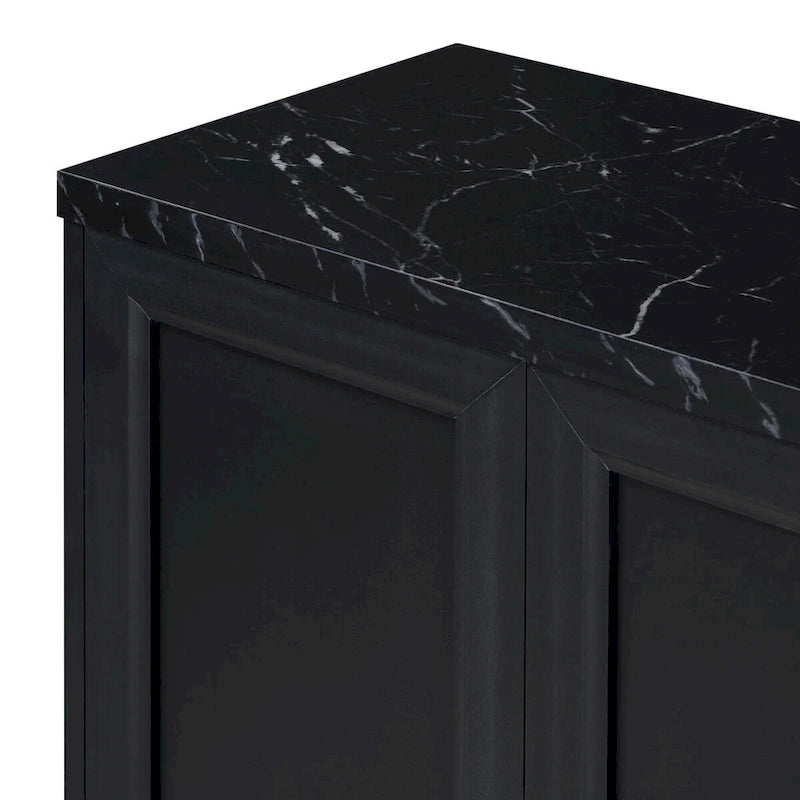 59.3-Inch Modern Four-Door MDF Sideboard with Marble Top