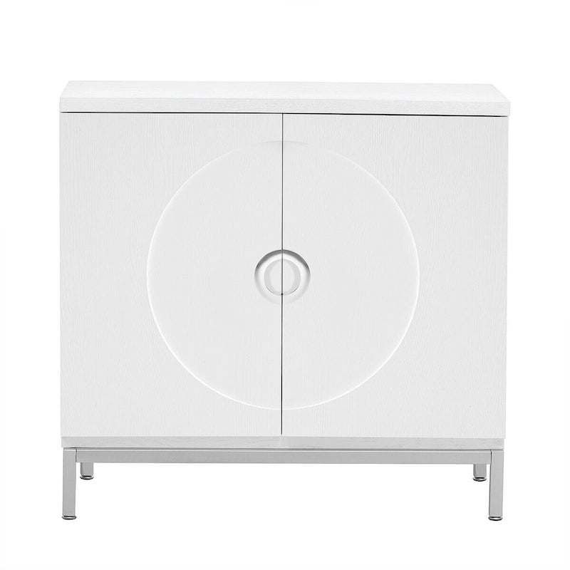 Simple Ash Veneer Accent Storage Cabinet with Metal Legs