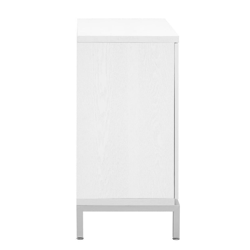 Simple Ash Veneer Accent Storage Cabinet with Metal Legs