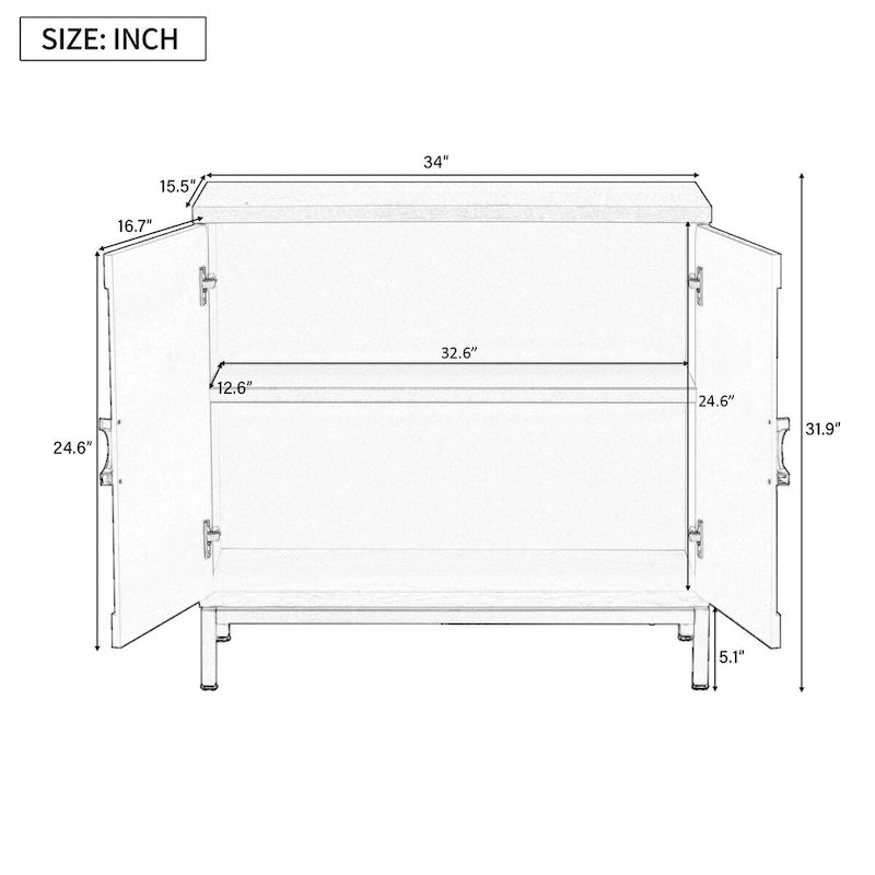 Simple Ash Veneer Accent Storage Cabinet with Metal Legs