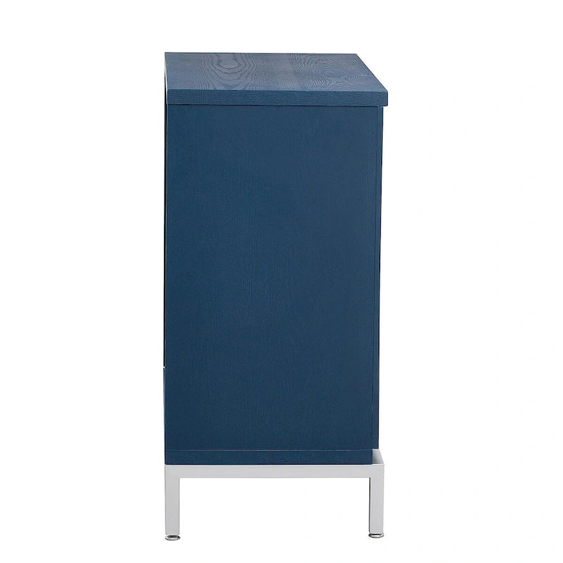 Simple Ash Veneer Accent Storage Cabinet with Metal Legs