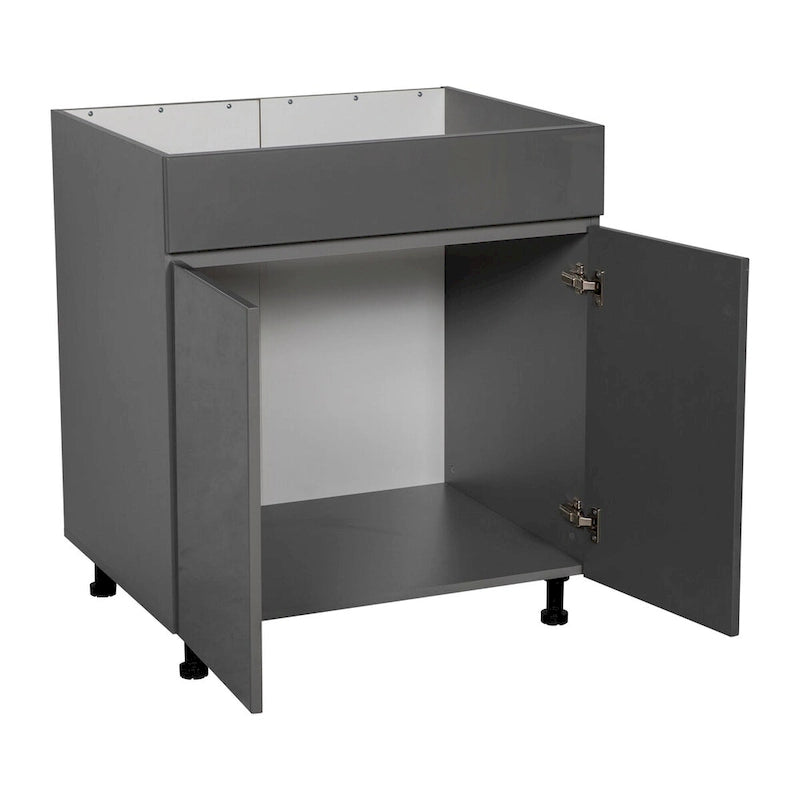 33 Sink Base Cabinets-High Double Door-Grey - 33 x 34 1/2 x 23 3/8