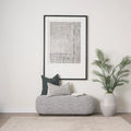 Siren Gray Fabric w/ Dark Brown Wood Oblong Bench