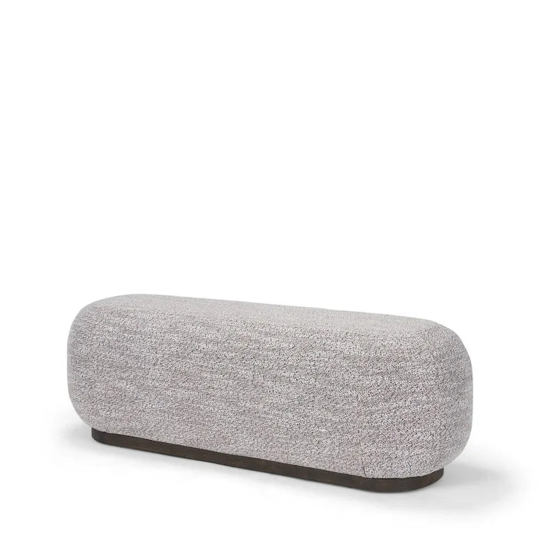 Gray Fabric w/ Dark Brown Wood Oblong Bench