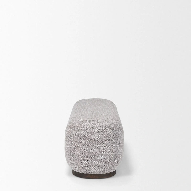 Gray Fabric w/ Dark Brown Wood Oblong Bench