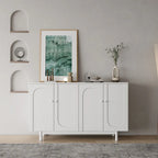 Stylish and Functional 4-Door Storage Cabinet with Pine Legs, Solid Wood Pulls and MDF, for Living Room Bedroom,and Kitchen