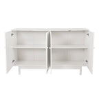 Stylish and Functional 4-Door Storage Cabinet with Pine Legs, Solid Wood Pulls and MDF, for Living Room Bedroom,and Kitchen