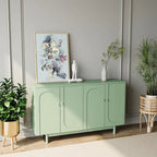 Stylish and Functional 4-Door Storage Cabinet with Pine Legs, Solid Wood Pulls and MDF, for Living Room Bedroom,and Kitchen