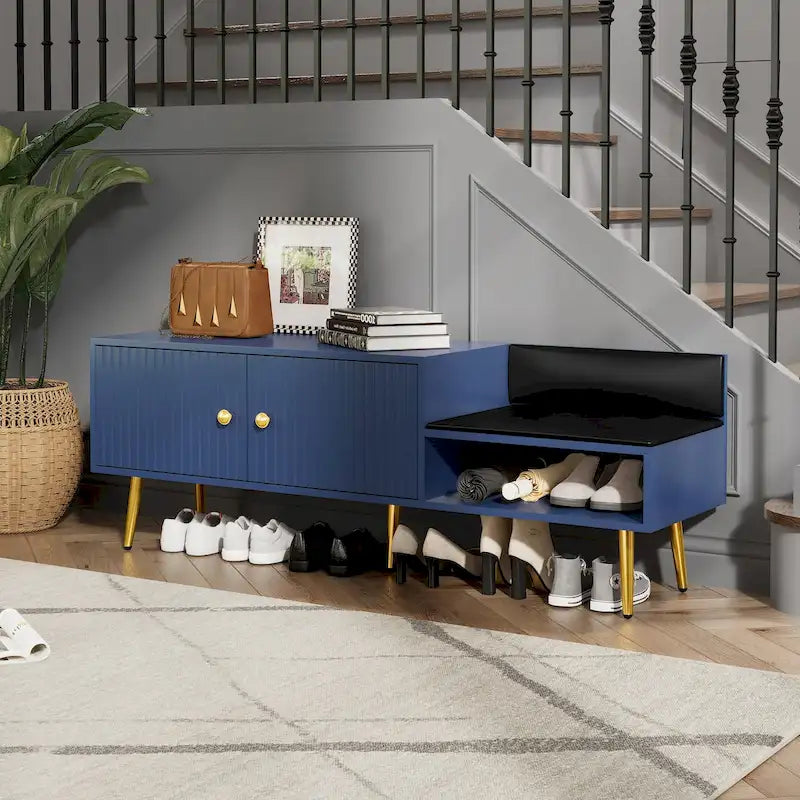 Modern Shoe Storage Bench with Hidden Storage and Upholstered Cushions for Bedside, Living Room and Entryway