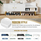 Modern Shoe Storage Bench with Hidden Storage and Upholstered Cushions for Bedside, Living Room and Entryway