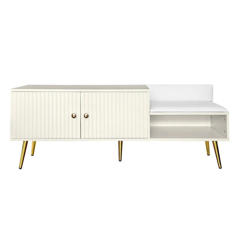 Modern Shoe Storage Bench with Hidden Storage and Upholstered Cushions for Bedside, Living Room and Entryway