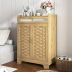 Coffee Bar Cabinet Modern Buffet Sideboard with Drawer Adjustable Shelf and Barn Door