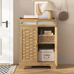 Coffee Bar Cabinet Modern Buffet Sideboard with Drawer Adjustable Shelf and Barn Door