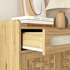 Coffee Bar Cabinet Modern Buffet Sideboard with Drawer Adjustable Shelf and Barn Door