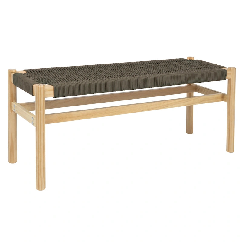 Solid Wood and Woven Rope Entryway Bench - 43.3L x 15.0W x 18.0H