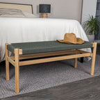 Solid Wood and Woven Rope Entryway Bench - 43.3L x 15.0W x 18.0H