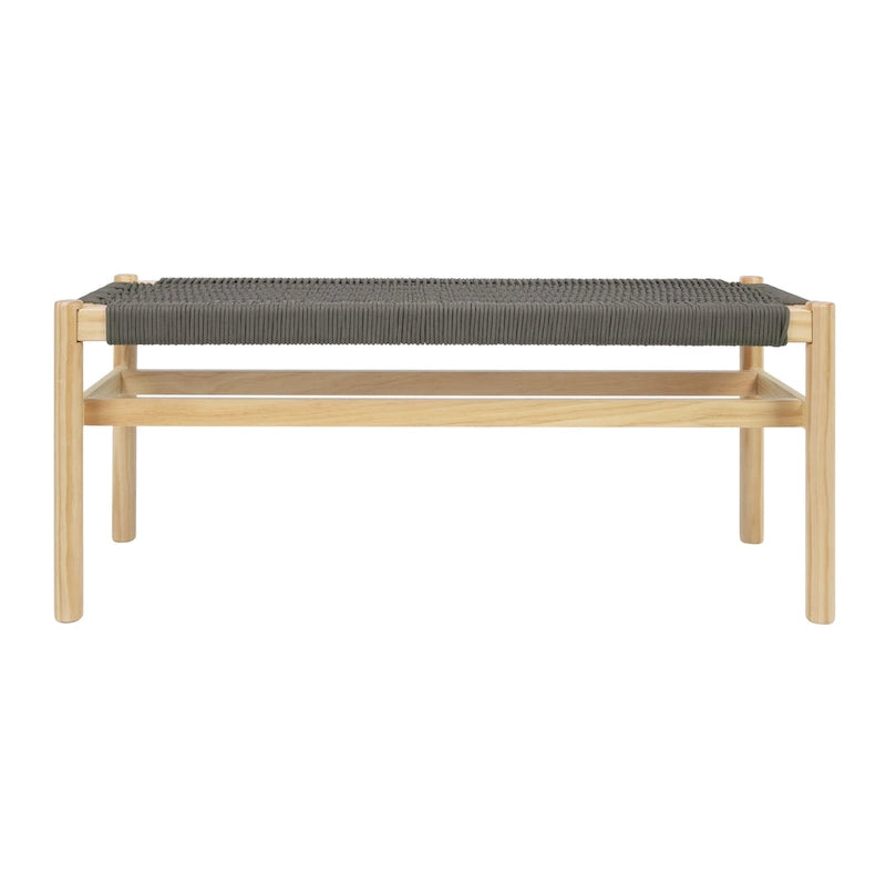 Solid Wood and Woven Rope Entryway Bench - 43.3L x 15.0W x 18.0H