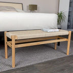 Solid Wood and Woven Rope Entryway Bench - 43.3L x 15.0W x 18.0H