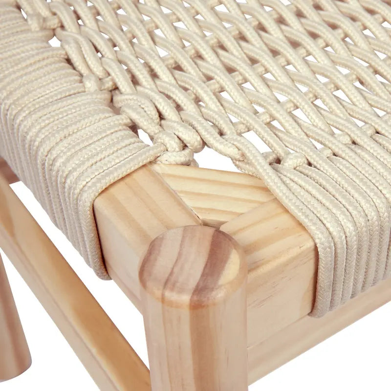 Solid Wood and Woven Rope Entryway Bench - 43.3L x 15.0W x 18.0H