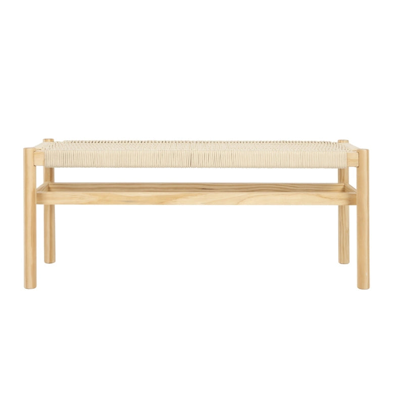 Solid Wood and Woven Rope Entryway Bench - 43.3L x 15.0W x 18.0H