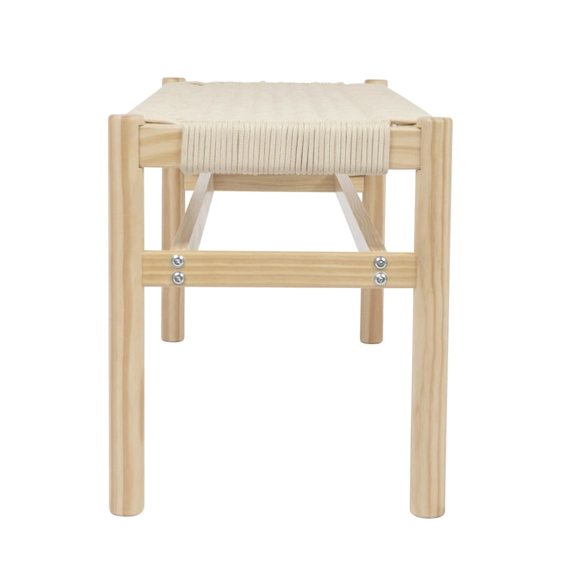 Solid Wood and Woven Rope Entryway Bench - 43.3L x 15.0W x 18.0H