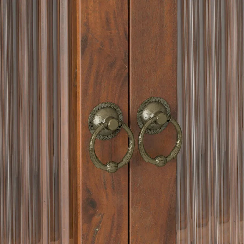 Glass Door Vintage Double Door Wall Cabinet