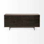 Two-Tone Brown Solid Wood 6 Drawer Sideboard - 70.0L x 18.0W x 31.0H