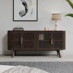 Certified Rubberwood and Acacia Veneer Sideboard with Slatted Doors