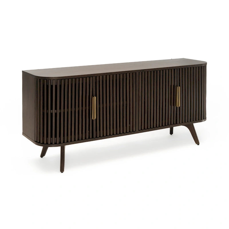 Certified Rubberwood and Acacia Veneer Sideboard with Slatted Doors