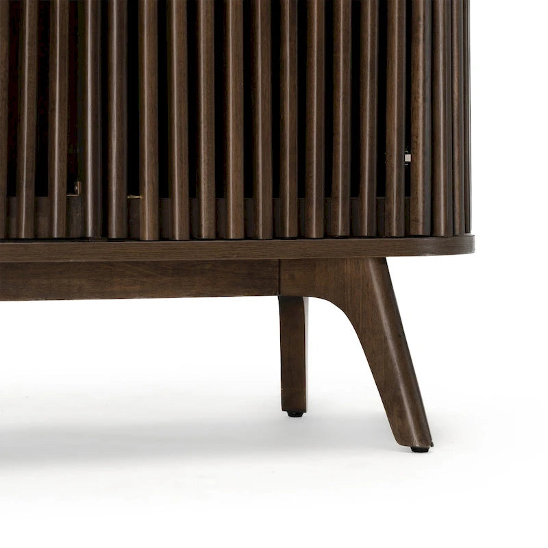 Certified Rubberwood and Acacia Veneer Sideboard with Slatted Doors