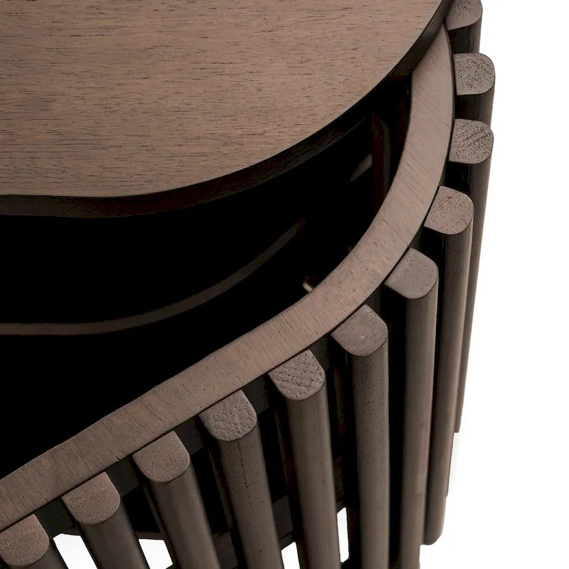 Certified Rubberwood and Acacia Veneer Sideboard with Slatted Doors