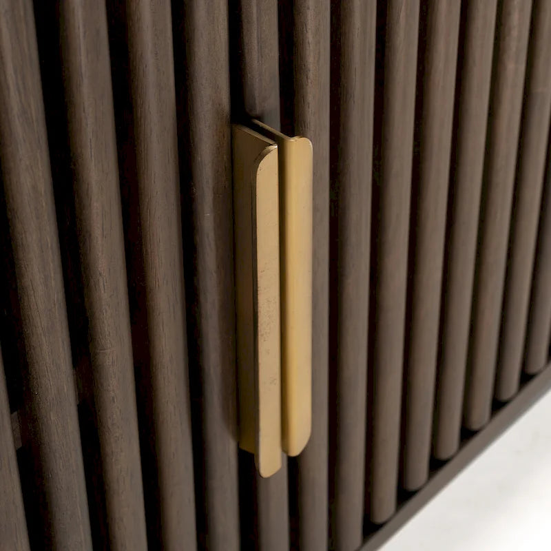 Certified Rubberwood and Acacia Veneer Sideboard with Slatted Doors