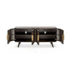 Certified Rubberwood and Acacia Veneer Sideboard with Slatted Doors