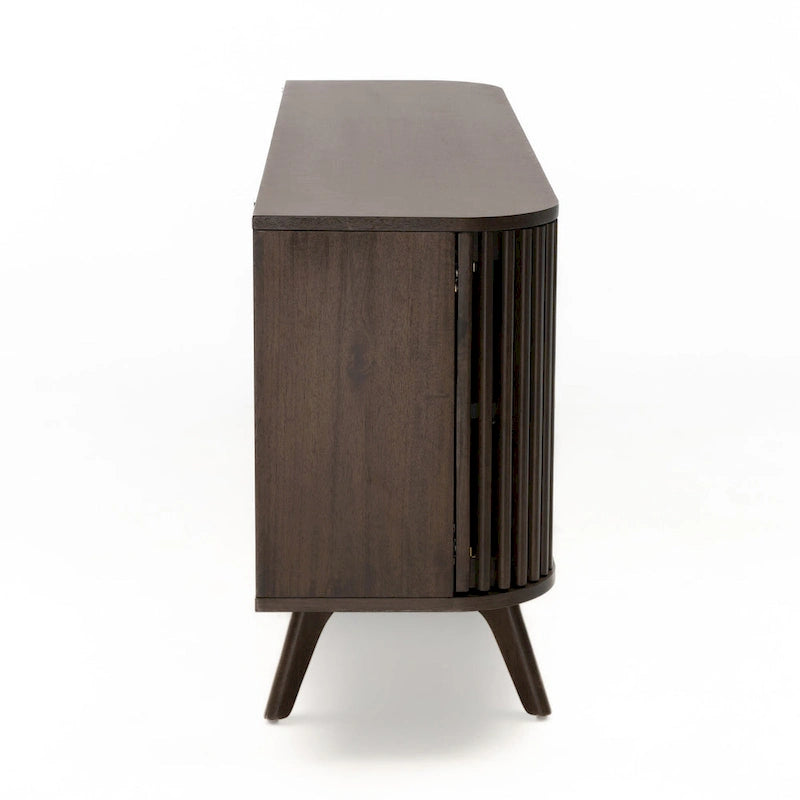 Certified Rubberwood and Acacia Veneer Sideboard with Slatted Doors