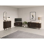 Certified Rubberwood and Acacia Veneer Sideboard with Slatted Doors