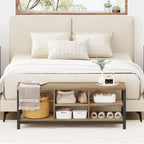 Entryway Shoe Bench with Adjustable Storage Shelves - 14.17D x 47.24W x 18.11H