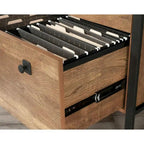 Etched-Oak Lateral File Cabinet with Interlocking Drawers
