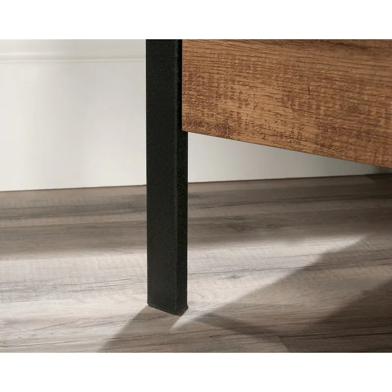 Etched-Oak Lateral File Cabinet with Interlocking Drawers