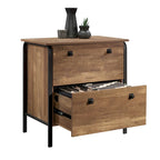 Etched-Oak Lateral File Cabinet with Interlocking Drawers