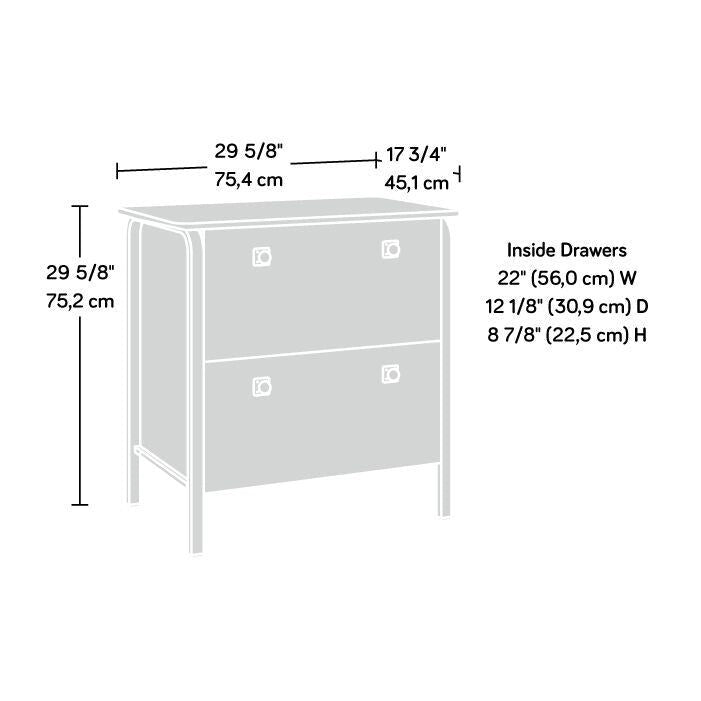 Etched-Oak Lateral File Cabinet with Interlocking Drawers