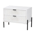 Distressed White Wood and Black Iron 2-Drawer Storage Cabinet