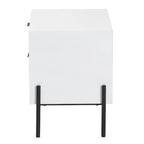 Distressed White Wood and Black Iron 2-Drawer Storage Cabinet