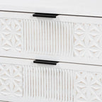 Distressed White Wood and Black Iron 2-Drawer Storage Cabinet