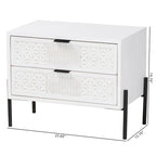 Distressed White Wood and Black Iron 2-Drawer Storage Cabinet