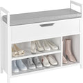 White Shoe Storage Bench with Hidden Compartment - 11.8D x 35.4W x 24.4H