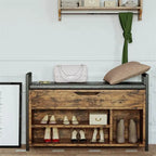 White Shoe Storage Bench with Hidden Compartment - 11.8D x 35.4W x 24.4H
