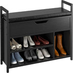 White Shoe Storage Bench with Hidden Compartment - 11.8D x 35.4W x 24.4H